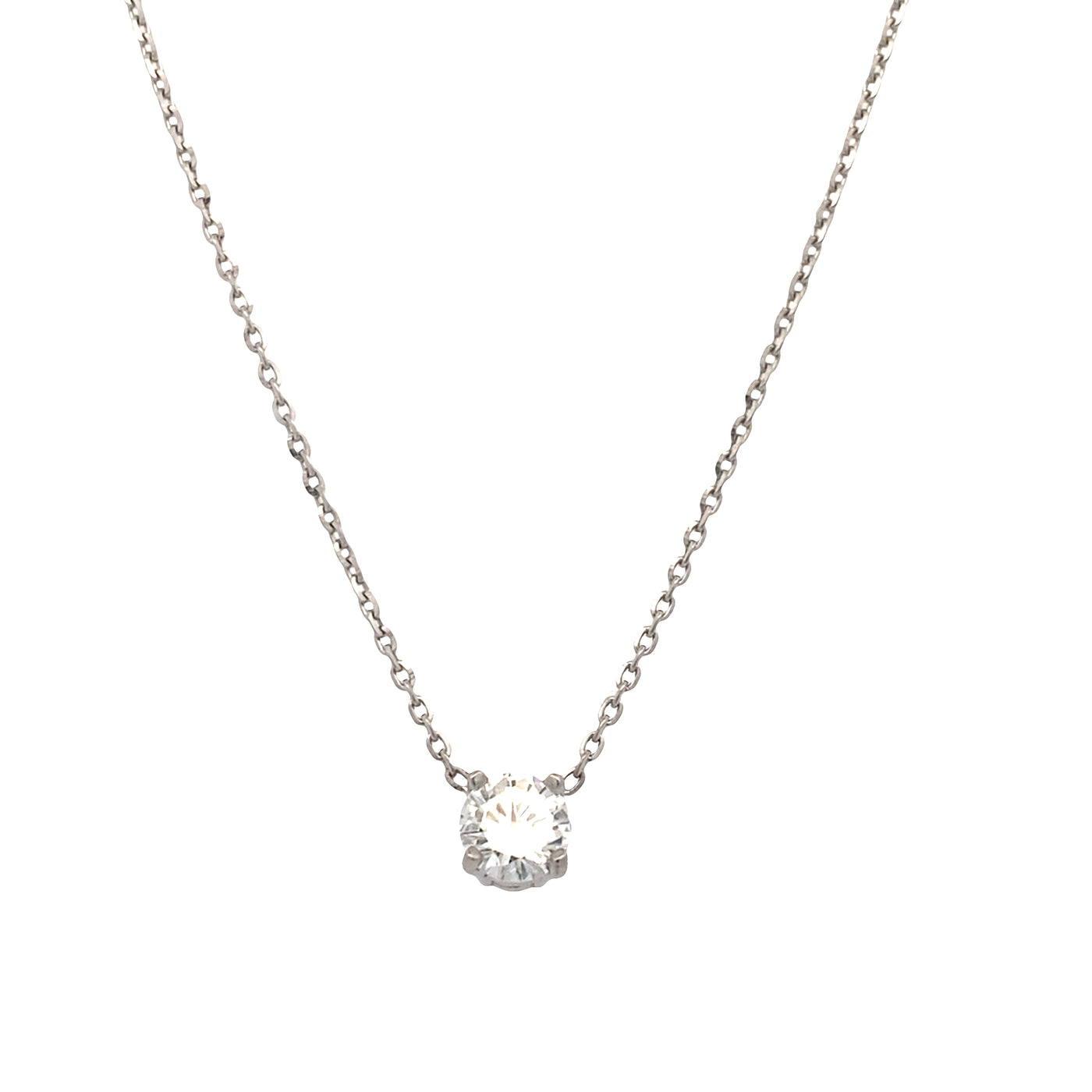 Diamond Solitaire Necklace in White Gold by B&C
