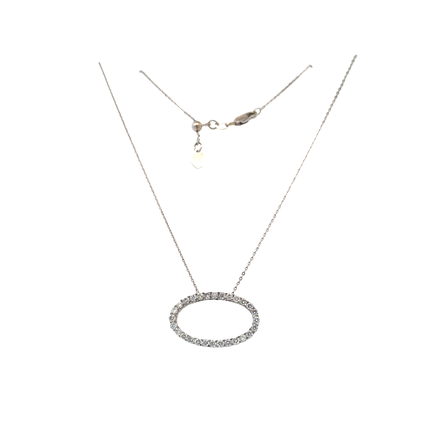ESTATE Diamond Oval Pendant in White Gold