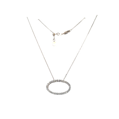 ESTATE Diamond Oval Pendant in White Gold