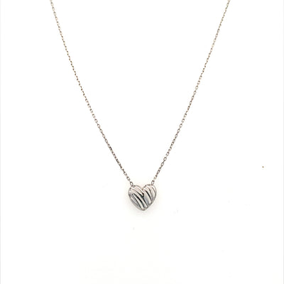 Solitaire Heart Necklace in White Gold