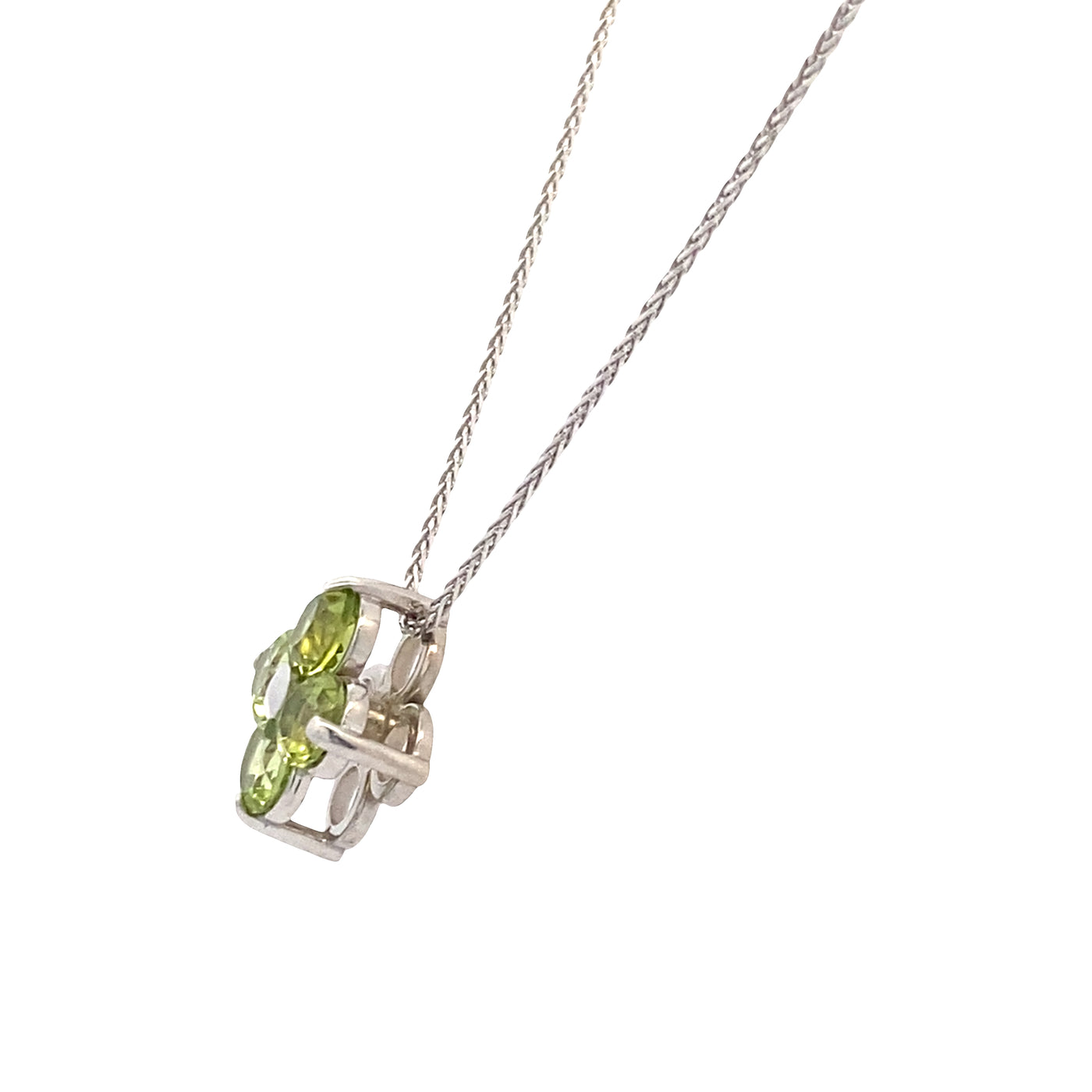 Peridot Cluster Pendant in White Gold by B&C