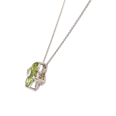 Peridot Cluster Pendant in White Gold by B&C