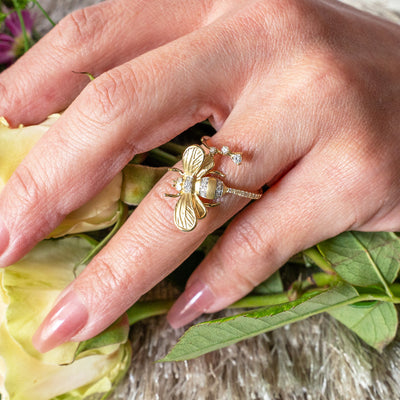 Whimsical Diamond Bee Wrap Ring in Yellow Gold by Simon G