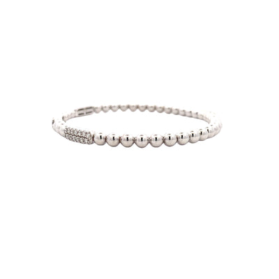 Two Row Station Diamond Bujukan Bangle in White Gold by Gabriel & Co.