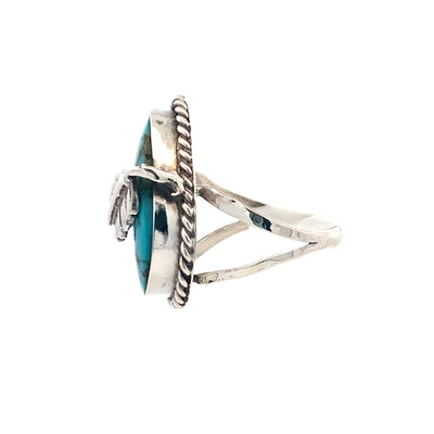 Estate Teardrop-Shaped Turquoise Ring in Sterling Silver