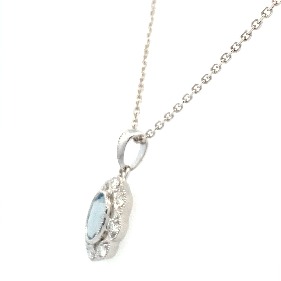 Aquamarine Drop Pendant in White Gold