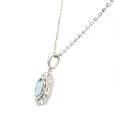 Aquamarine Drop Pendant in White Gold