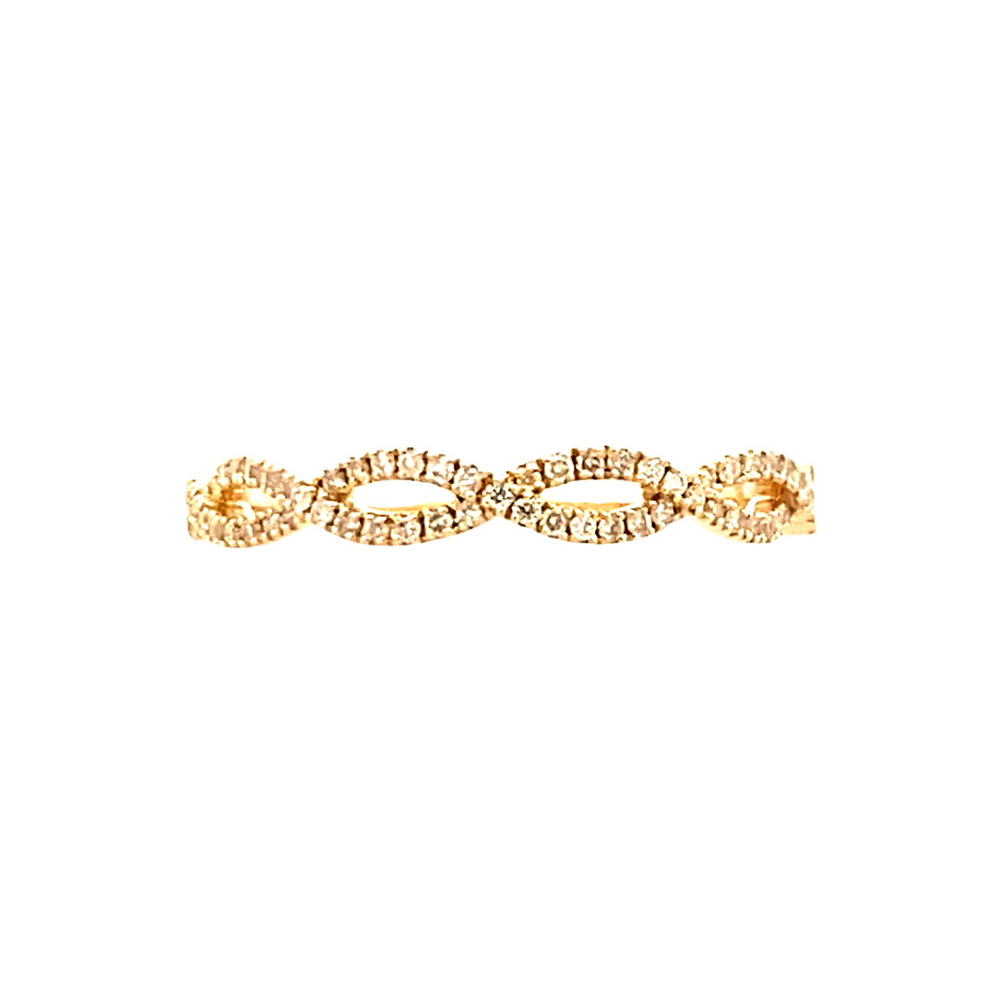 Diamond Cross Over Ring in Yellow Gold