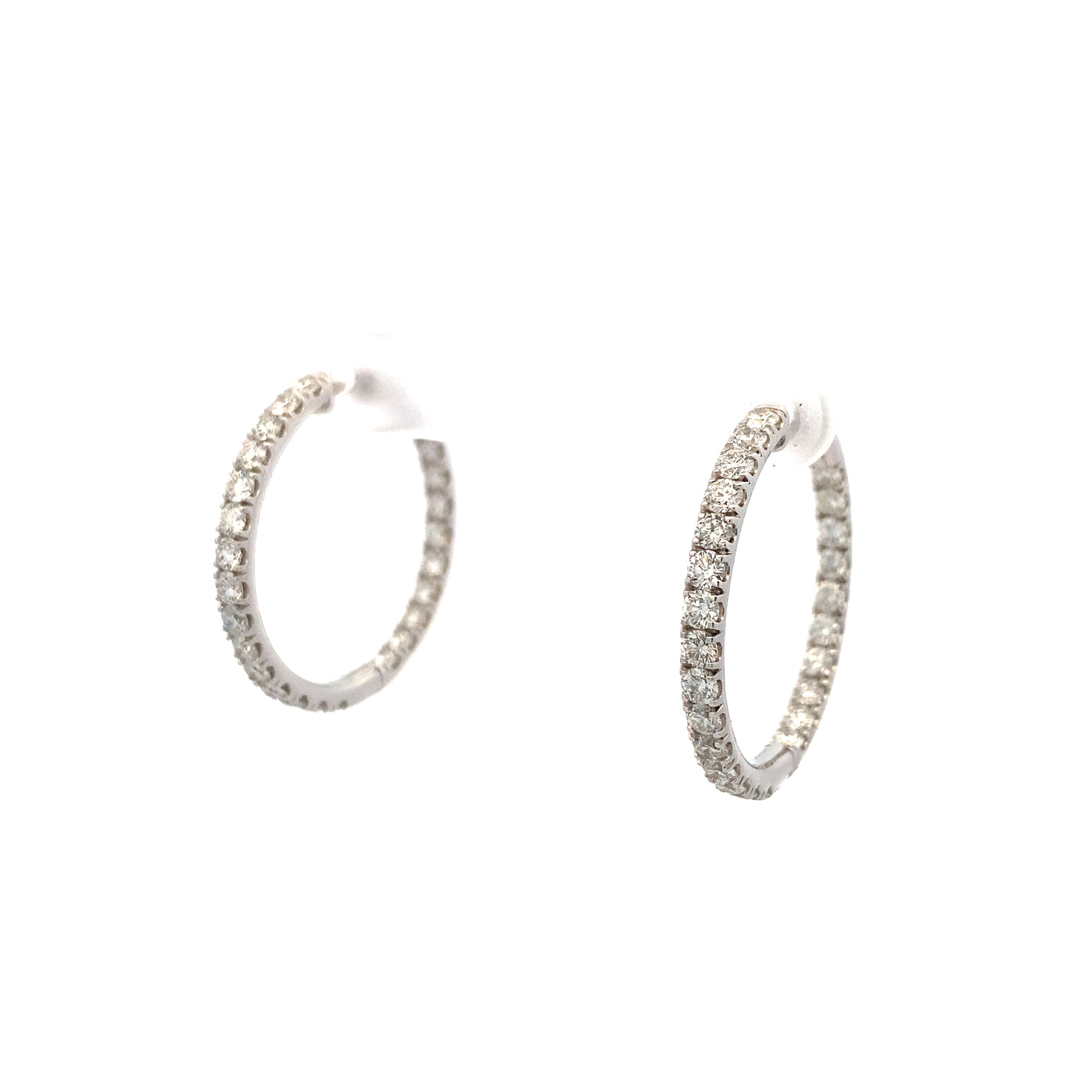14 Karat White Gold Hoop Earrings Diamond Earrings HS180710-14WF