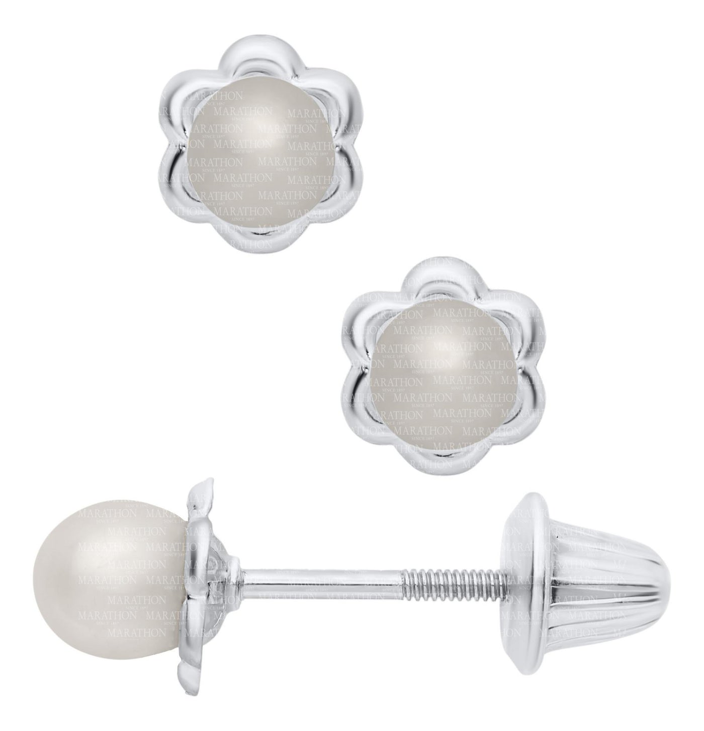 Child's Pearl Stud Earrings in Silver