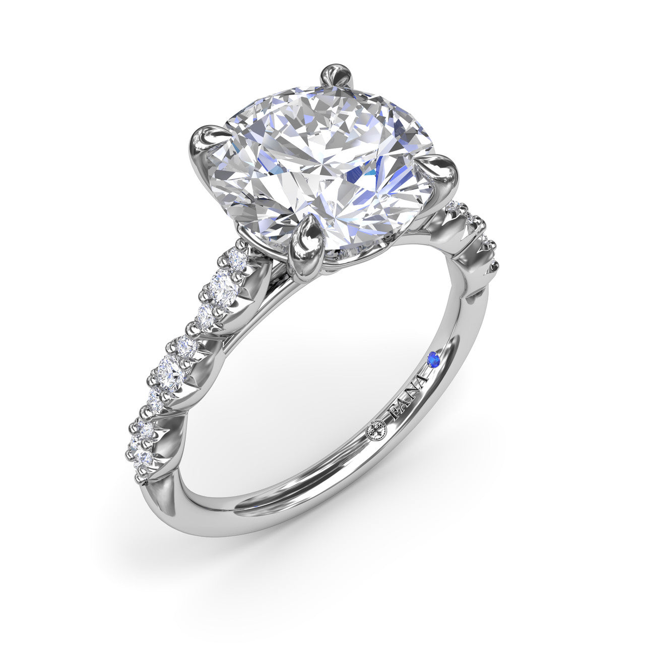 FANA 14 Karat Side Stones Diamond Engagement Ring S4199/WG