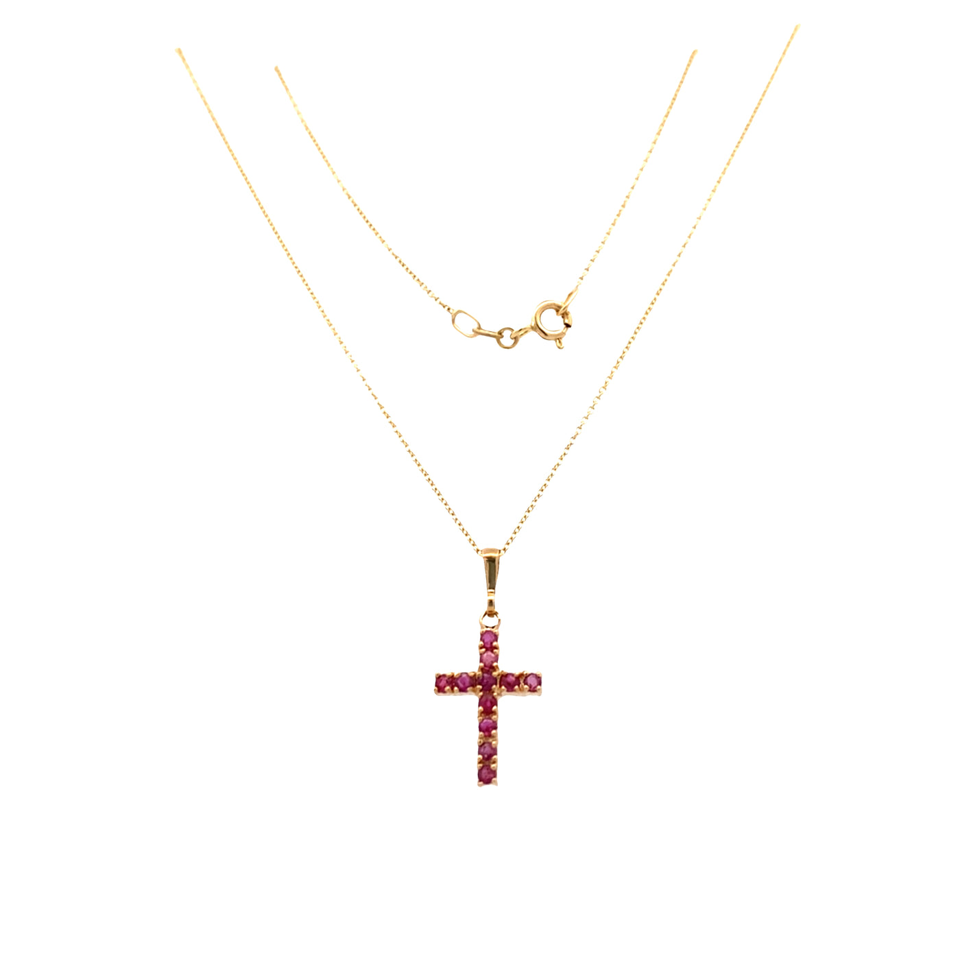 ESTATE Ruby Cross in Yellow Gold