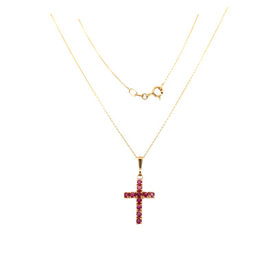 ESTATE Ruby Cross in Yellow Gold