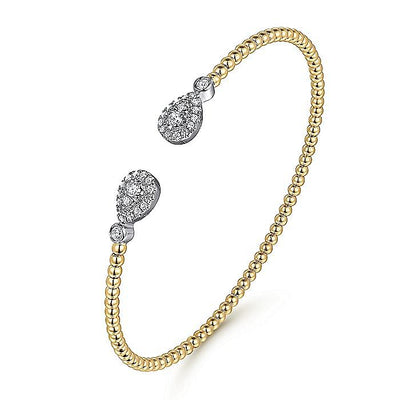 Rounded End Diamond Cuff  in Two-Tone Gold by Gabriel & Co.