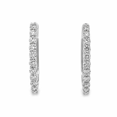 1 CTW Diamond Hoop Earrings in White Gold