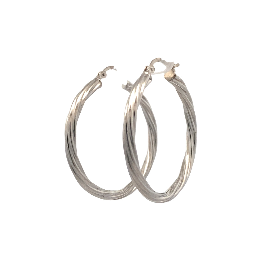 Large Twisted Hoops in Silver