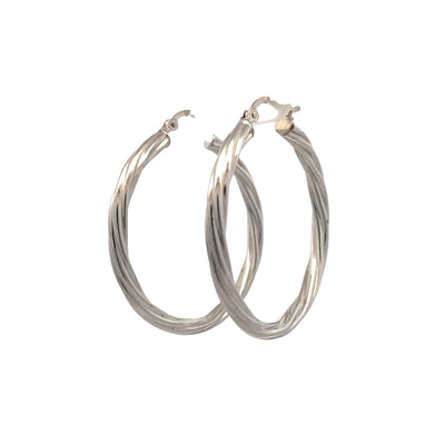 Large Twisted Hoops in Silver