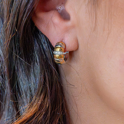 CZ Hoop Earrings in Silver and Gold Plating by Ti Sento Milano