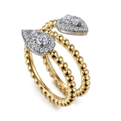 Pear-Shaped Diamond Wrap Ring in Yellow Gold  by Gabriel & Co.