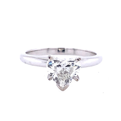 Beeghly & Co. 14 Karat White Gold Solitaire Heart Shape Diamond Engagement Ring 1.01 HRT GIA