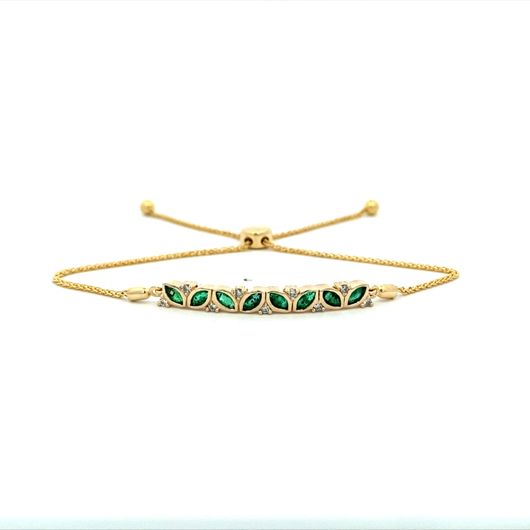 Emerald Bar Bracelet in Yellow Gold by B&C