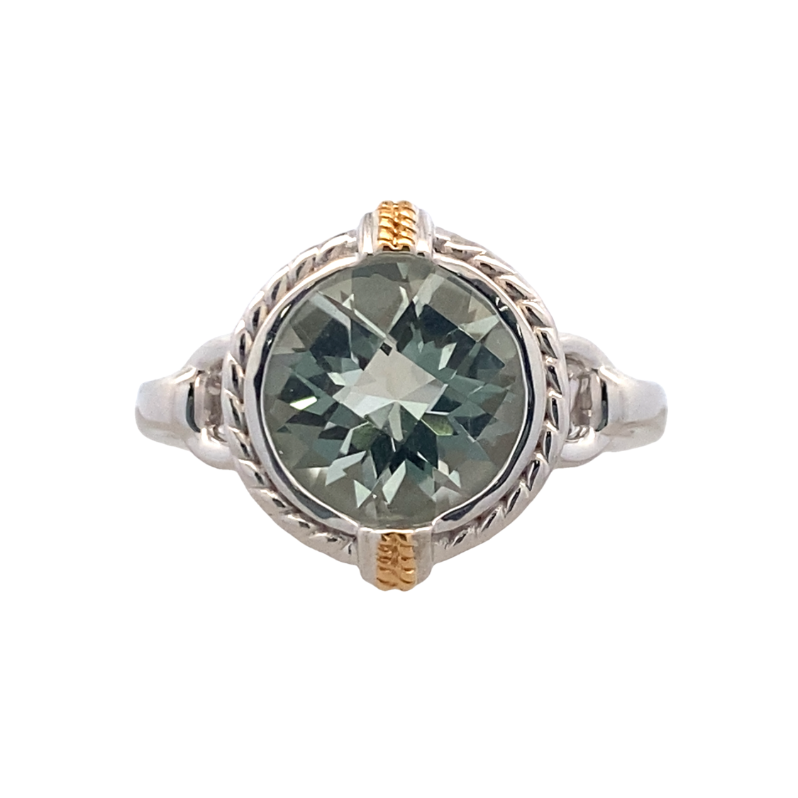 Green Amethyst Fashion Ring in Silver by Anatoli