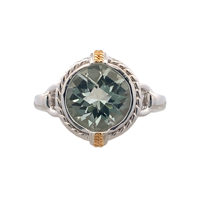Green Amethyst Fashion Ring in Silver by Anatoli