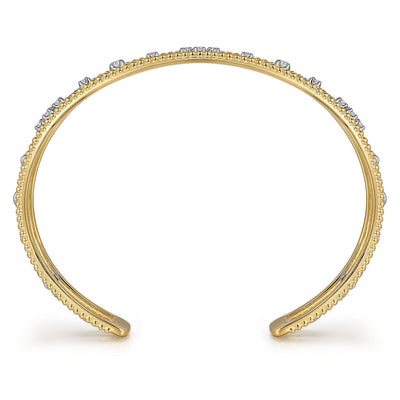 Fancy Diamond Cuff in Two-Tone Gold by Gabriel & Co.