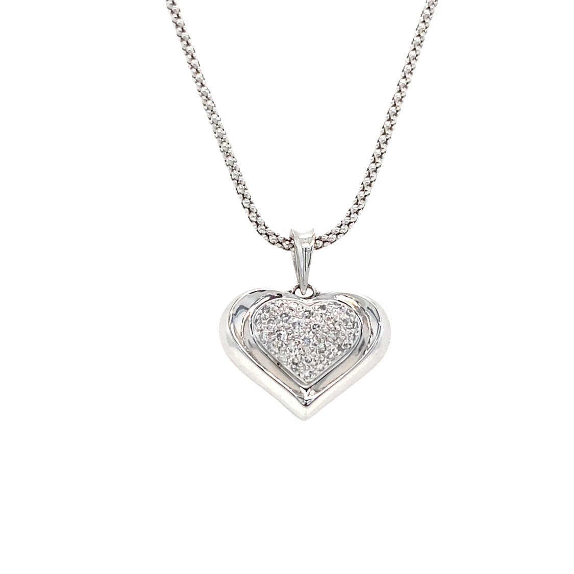 ESTATE Diamond Heart Pendant in White Gold