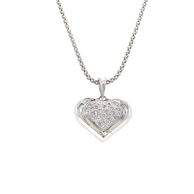 ESTATE Diamond Heart Pendant in White Gold
