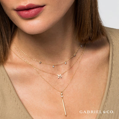 Initial “M” Necklace in Yellow Gold by Gabriel & Co.
