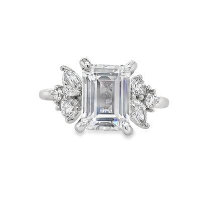 Emerald Cut Engagement Ring with Side Stones in White Gold by Gabriel & Co.