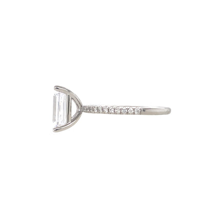 Emerald Cut SIde Stone Engagement Ring in White Gold by Gabriel & Co.