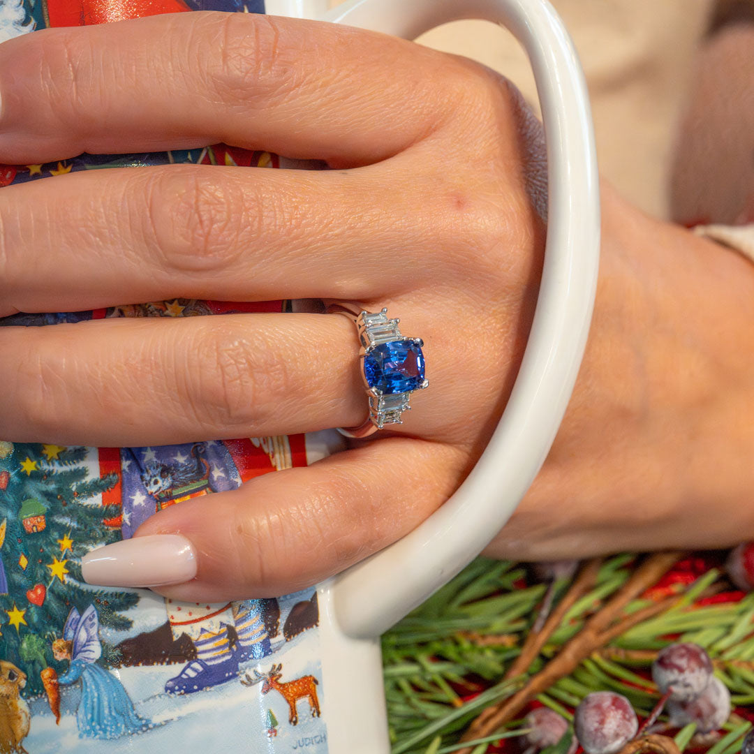 Tanzanite & Diamond Ring in 14K White Gold by B&C Custom Creations