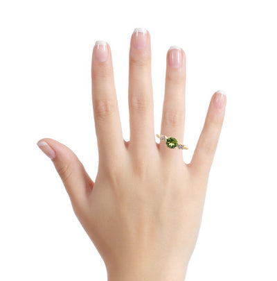 Peridot and Diamond Ring in Yellow Gold by B&C