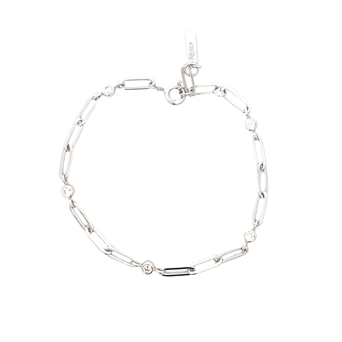 CZ Paperclip Bracelet in Silver by Ania Haie