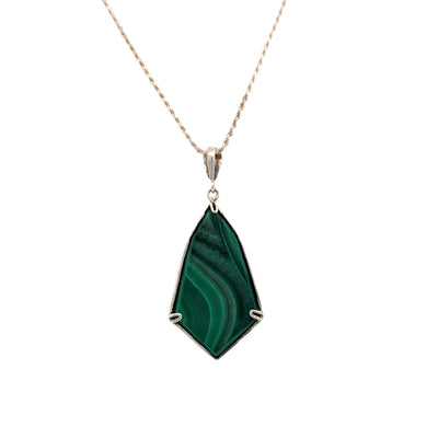 ESTATE Malachite, Lapis, Opal Pendant in Silver