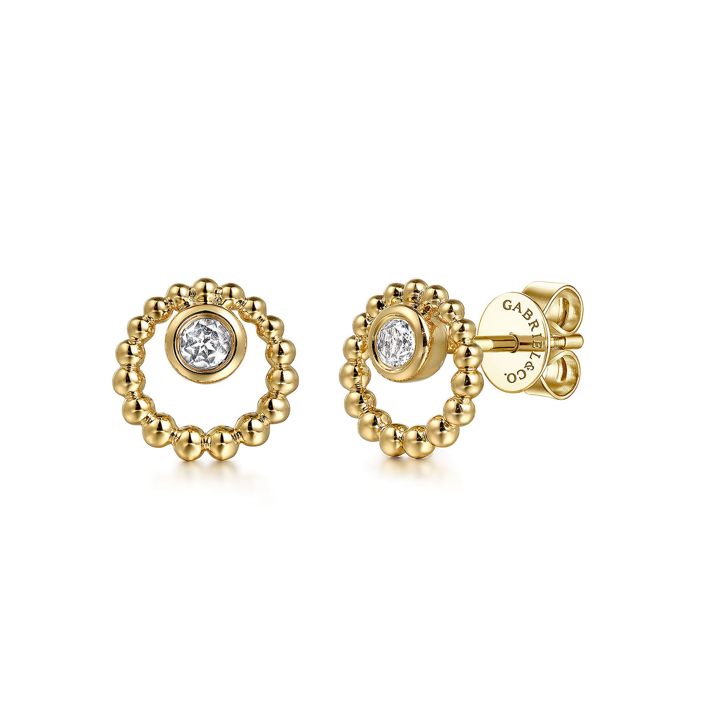 Diamond Bujukan Studs in Yellow Gold by Gabriel & Co.