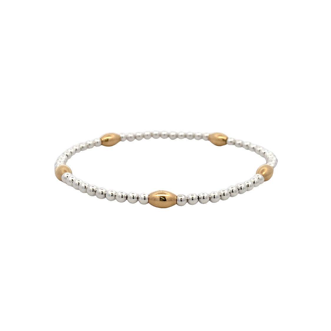 2mm Orzo Beaded Bracelet in Two-Tone Gold by Karen Lazar