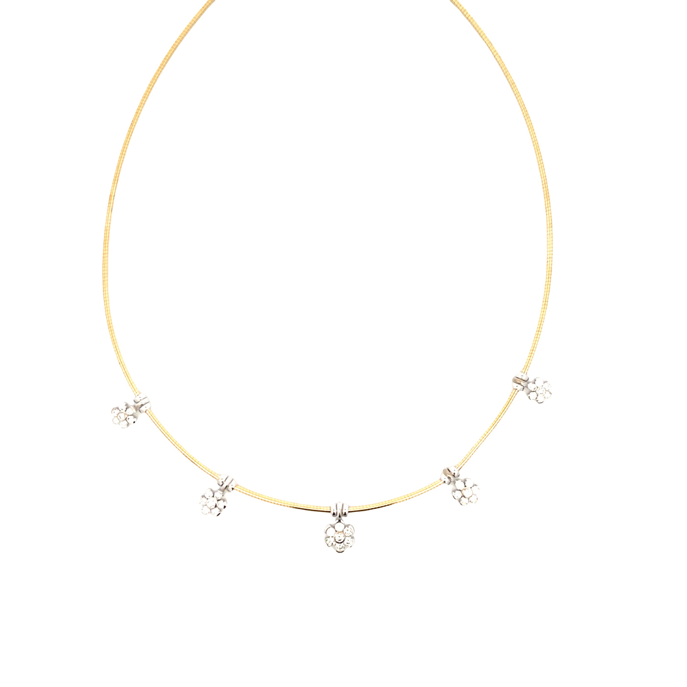 ESTATE Diamond Station Necklace in Two-Tone Gold