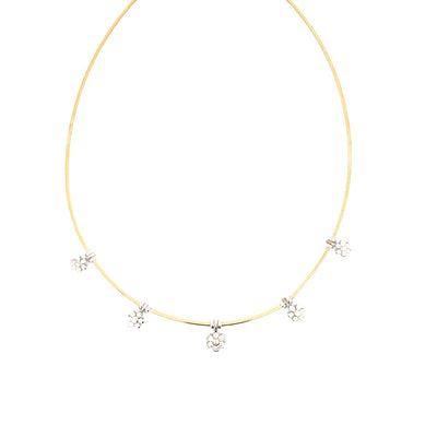 ESTATE Diamond Station Necklace in Two-Tone Gold