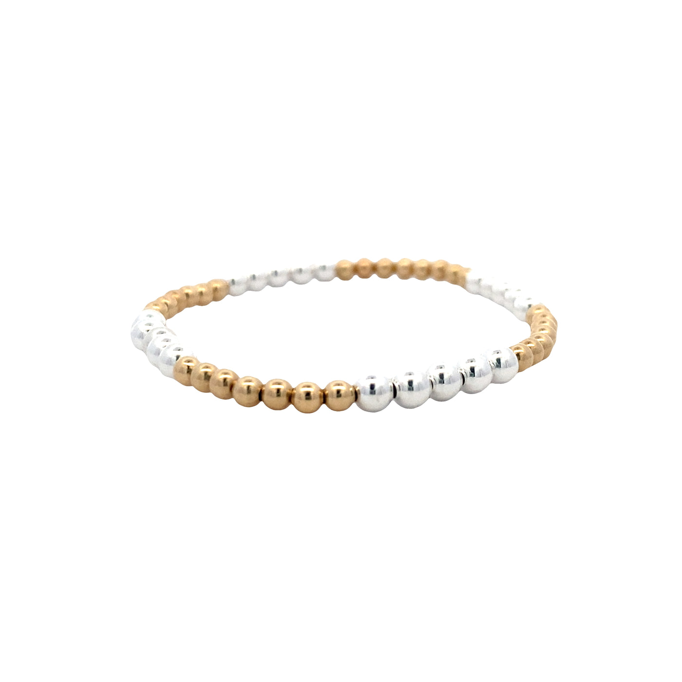 Stretch Beaded Bracelet in Two-Tone Sterling Silver and Yellow Gold Plating