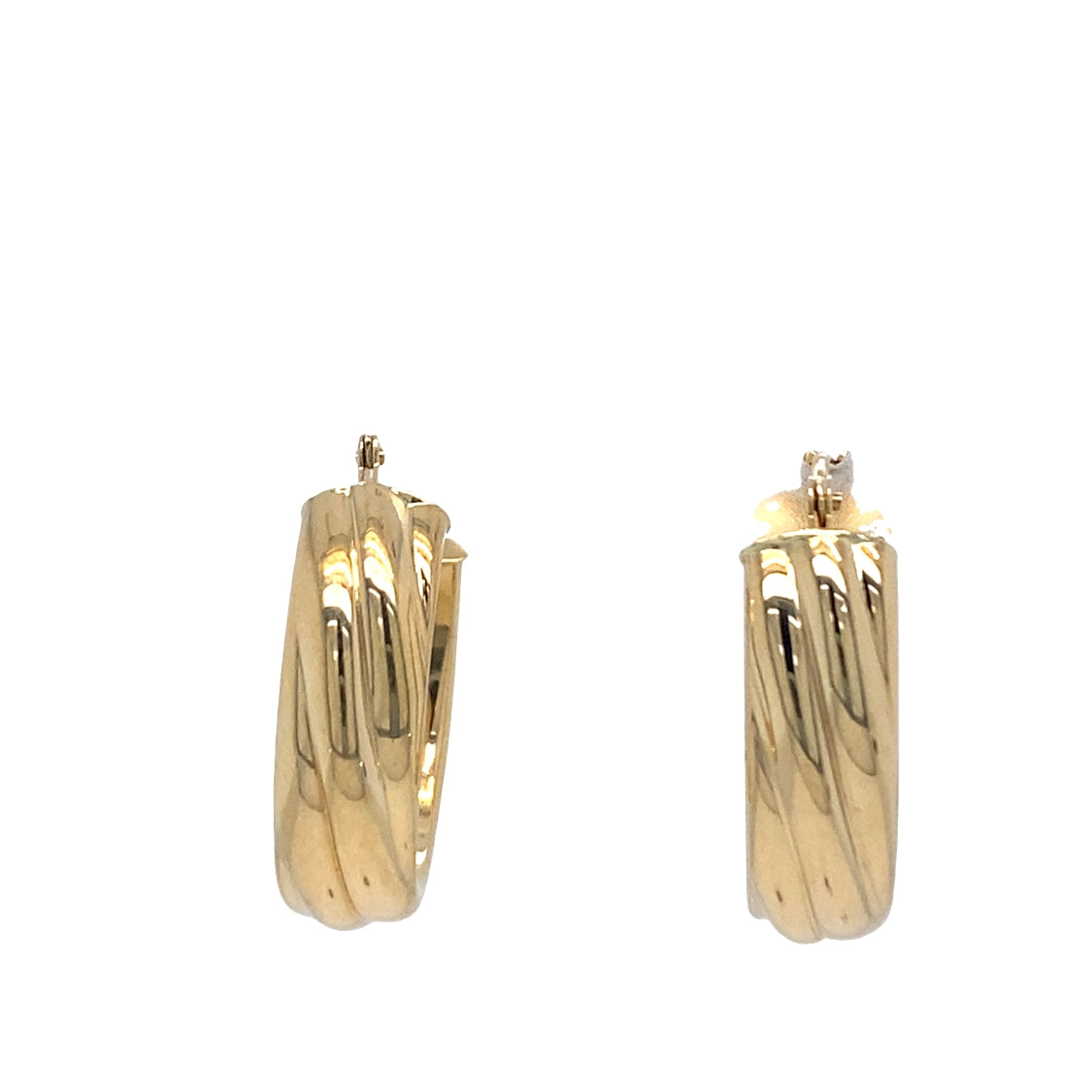 ESTATE Textured Oval Hoops in Yellow Gold