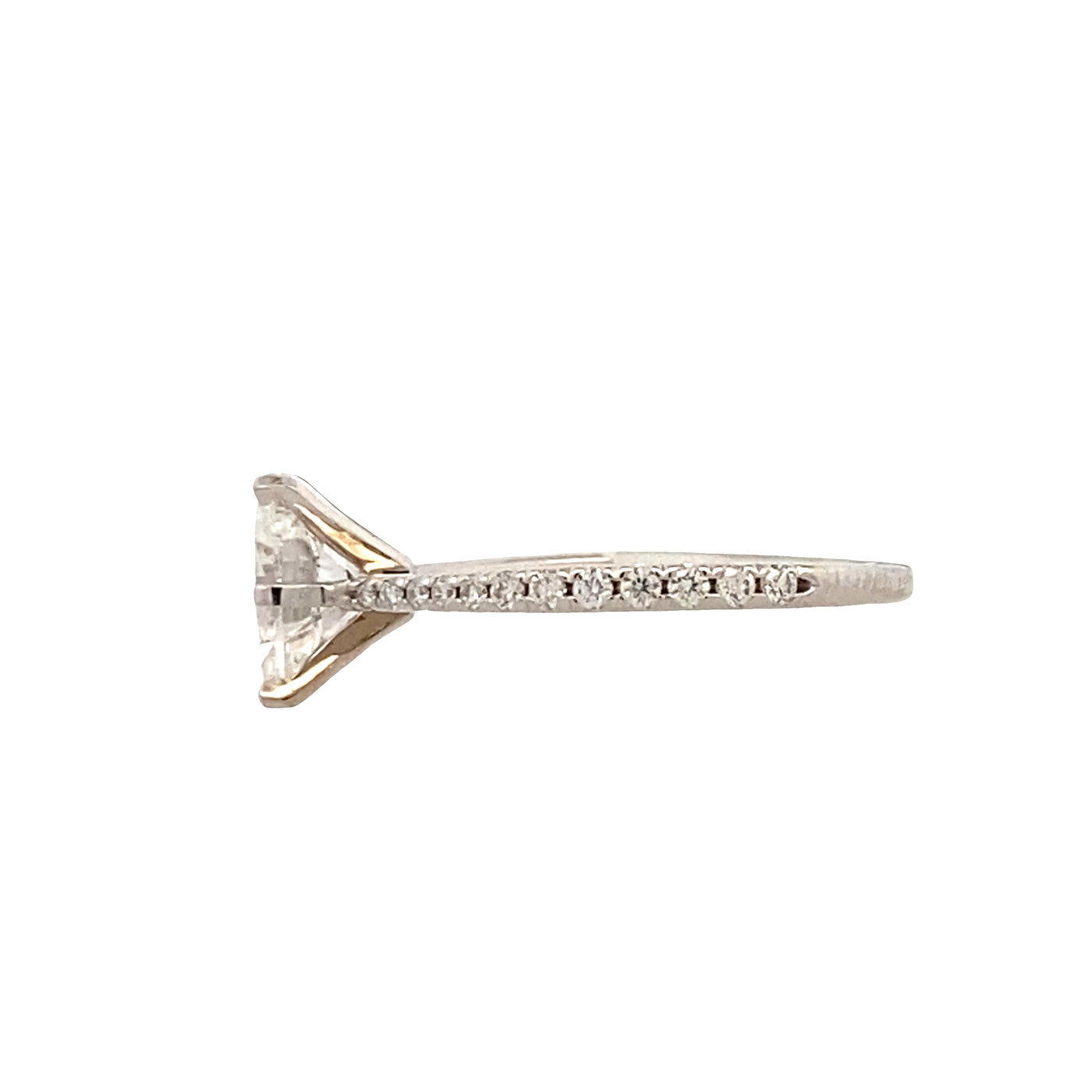 Lab Grown Oval with Side Stone ER in White Gold