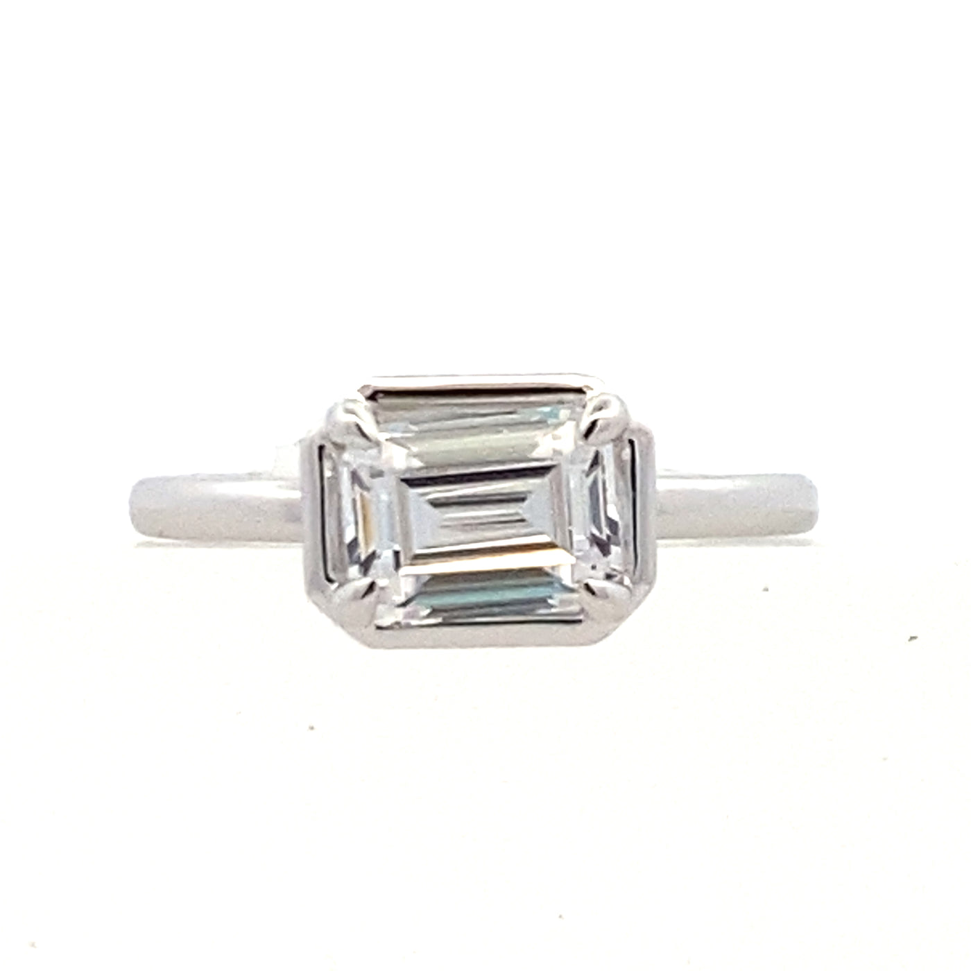 Emerald Cut Diamond Solitaire Engagement Ring in White Gold by Gabriel & Co.