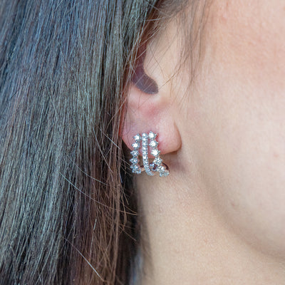 Diamond J Hoop Earrings in White Gold by Gabriel & Co.