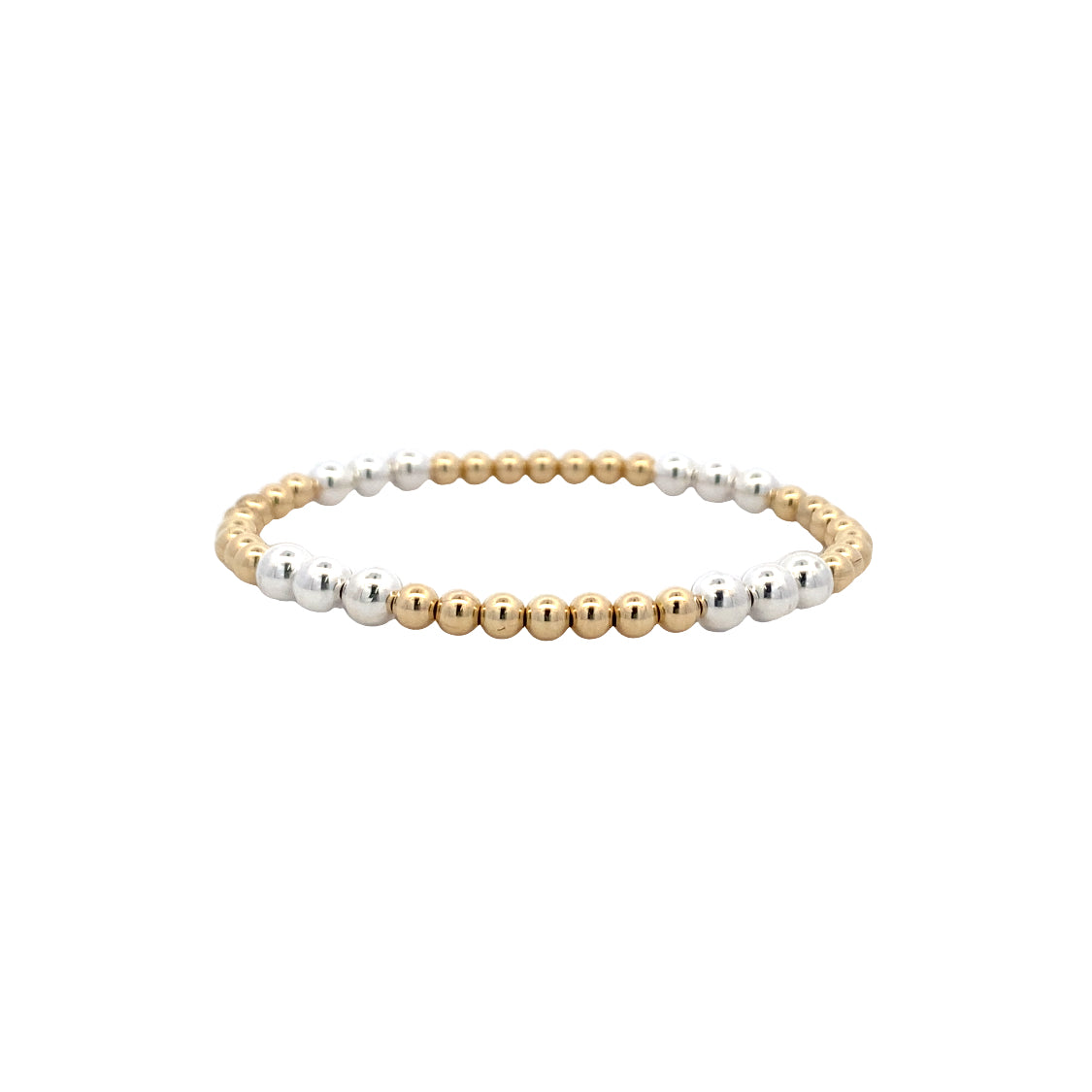 4MM Beaded Bracelet in Silver and Yellow Gold Plating  by Karen lazar