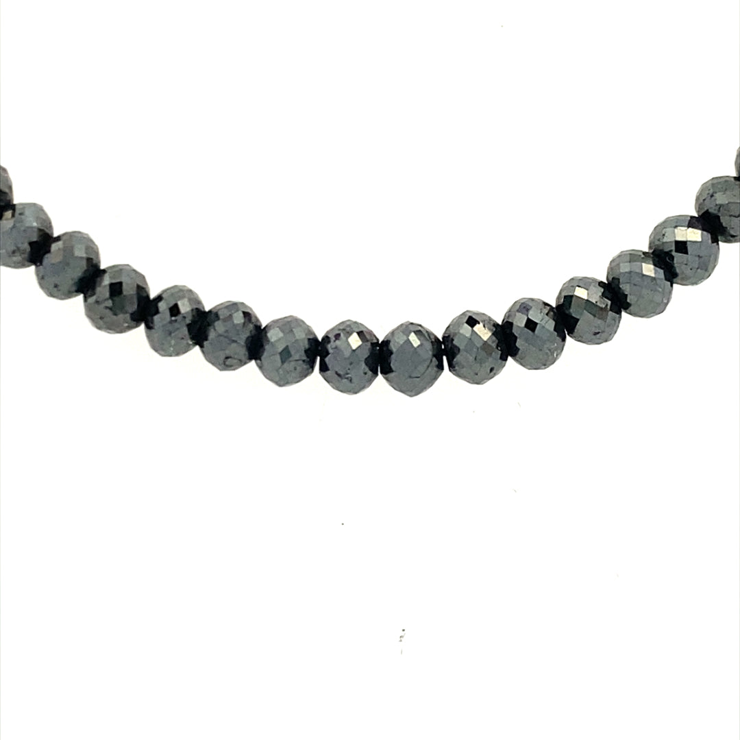 30 Carat Black Diamond Bead Necklace 14k Yellow Gold