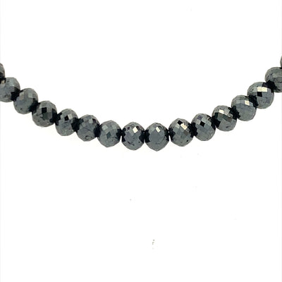 Black Diamond Beaded Necklace in Yellow Gold
