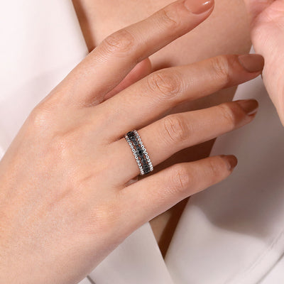 BlackSpinel Bujukan Ring in SIlver by Gabriel & Co.